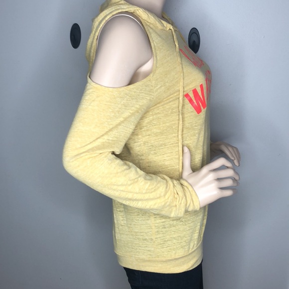 Mustard "HELLO WEEKEND" OPEN SHOULDER HOODED TOP - Picture 7 of 7